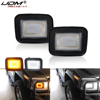 หลอดไฟเลี้ยว LED สีเหลืองอําพัน สําหรับ 2005-2009 Hummer H2 SUT Xenon White LED as Daytime Running Lights 2 ชิ้น