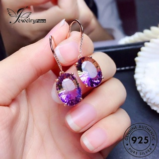 Jewelrypalace ต่างหูเงิน 925 ทรงวงรี ตะขอทอง อเมทิสต์ เครื่องประดับสตรี E140