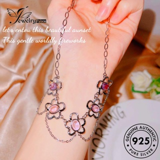 Jewelrypalace สร้อยคอ เงิน 925 จี้คริสตัล รูปดอกไม้ ประดับเพชร สีชมพู สําหรับผู้หญิง N1302