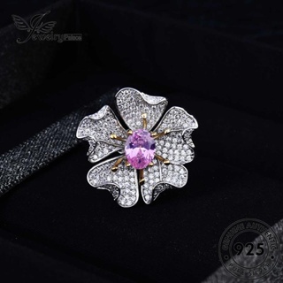 Jewelrypalace แหวนเงิน 925 ประดับเพชรคริสตัล ลายดอกไม้ สีชมพู หรูหรา สําหรับผู้หญิง R2295