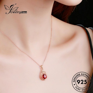 Jewelrypalace สร้อยคอเงิน 925 จี้ทับทิม รูปไข่ แฟชั่น สําหรับผู้หญิง N1106