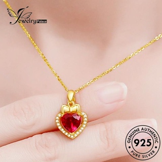 Jewelrypalace สร้อยคอเงิน 925 จี้ทับทิม เรียบง่าย สําหรับผู้หญิง N1124