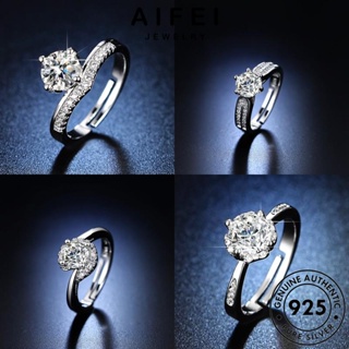 AIFEI JEWELRY ผู้หญิง Silver มอยส์ซาไนท์ไดมอนด์ เกาหลี ต้นฉบับ แท้ แหวน เรียบง่าย แฟชั่น เครื่องประดับ 925 เครื่องประดับ เงิน M071