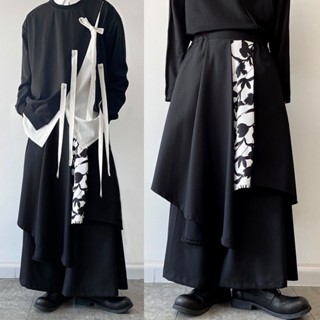 ◇✣✖Yohji Yamamoto กางเกงขากว้าง ผ้าเดรป ลายดอกไม้ แฟชั่นสําหรับผู้ชาย