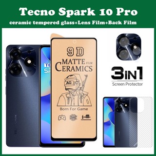 Tecno Spark 10 Pro กระจกนิรภัย Tecno Spark 10 Pro ป้องกันหน้าจอ + ฟิล์มเลนส์ + ฟิล์มด้านหลัง