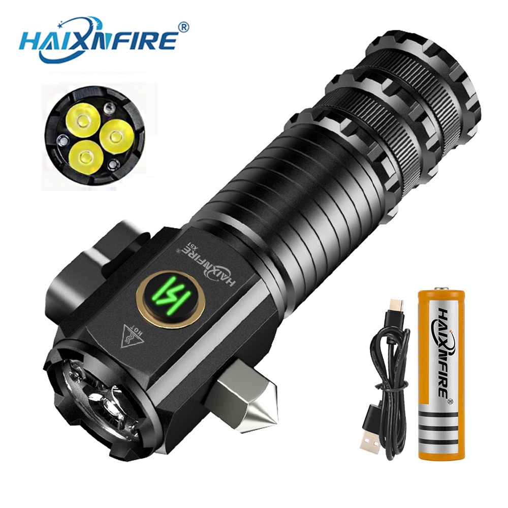 Haixnfire X51 ไฟฉาย LED 3500 ลูเมน ชาร์จ USB กันน้ํา สําหรับตั้งแคมป์กลางแจ้ง