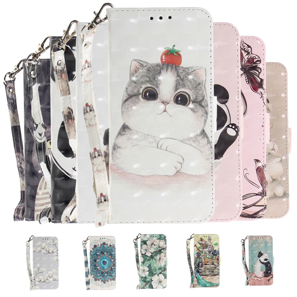 เคสโทรศัพท์หนัง PU ฝาพับ พร้อมช่องใส่บัตร 3D ตั้งได้ สําหรับ OPPO A16K A9 2020 A5 2020 A11X A8 A31 2020 A52 A92 A72 A15s