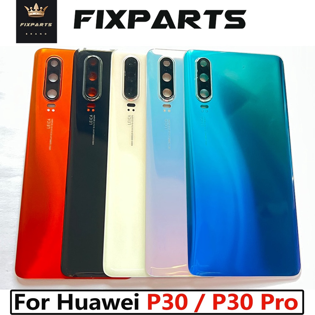กระจกสําหรับ Huawei P30 Pro ฝาครอบแบตเตอรี่ด้านหลังประตูด้านหลังสําหรับ Huawei P30 ฝาครอบแบตเตอรี่พร้อมเลนส์กล้อง