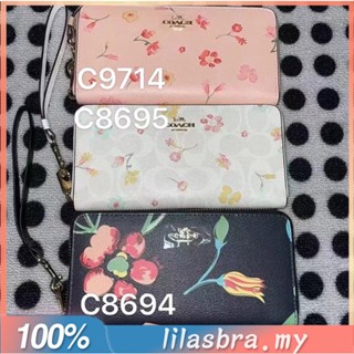 Coach C9714 C8695 C8694 กระเป๋าสตางค์สุภาพสตรี กระเป๋าสตางค์ซิปยาว ช่องเสียบการ์ดมัลติฟังก์ชั่น  9714 8695 8694