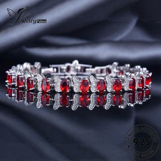 Jewelrypalace สร้อยข้อมือเงิน 925 ประดับเพชรทับทิม หรูหรา สําหรับผู้หญิง B591