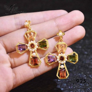 Jewelrypalace ต่างหูเม็ดเดี่ยว เงิน 925 ประดับทับทิม สีทอง สําหรับผู้หญิง E1115