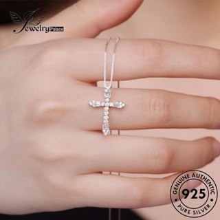 Jewelrypalace สร้อยคอเงิน 925 จี้ไม้กางเขน ประดับเพชรโมอิส ของแท้ แฟชั่นสําหรับผู้หญิง N1420