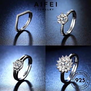 AIFEI JEWELRY เครื่องประดับ แท้ เครื่องประดับ ต้นฉบับ มอยส์ซาไนท์ไดมอนด์ Silver เรียบง่าย 925 แฟชั่น แหวน เกาหลี เงิน ผู้หญิง M069