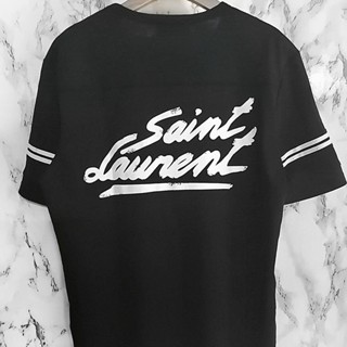 Saint Laurent เสื้อยืดคอกลม แขนสั้น พิมพ์ลาย แบรนด์อินเทรนด์ สําหรับผู้ชาย และผู้หญิง คู่รัก