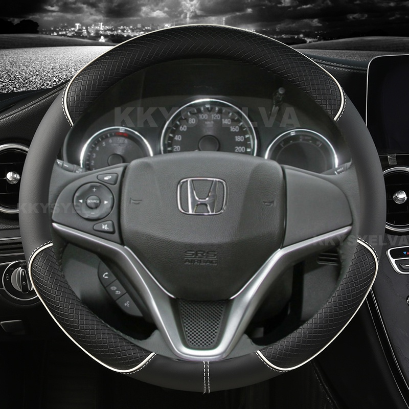 ปลอกหนังหุ้มพวงมาลัยรถยนต์ ไมโครไฟเบอร์ อุปกรณ์เสริม สําหรับ Honda City 2014-2019 Fit 2014-2019 Jazz 2014-2019 HR-V HRV 2016
