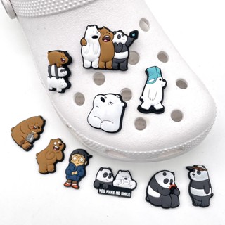 【Hot Bear Panda Series】Jibbitz PVC จี้รูปการ์ตูนแพนด้า สําหรับตกแต่งรองเท้า Crocs Clogs