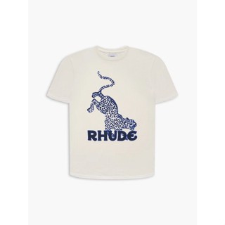 F0JT RHUDE LEOPARD TEE leopard print design short sleeve T-shirt