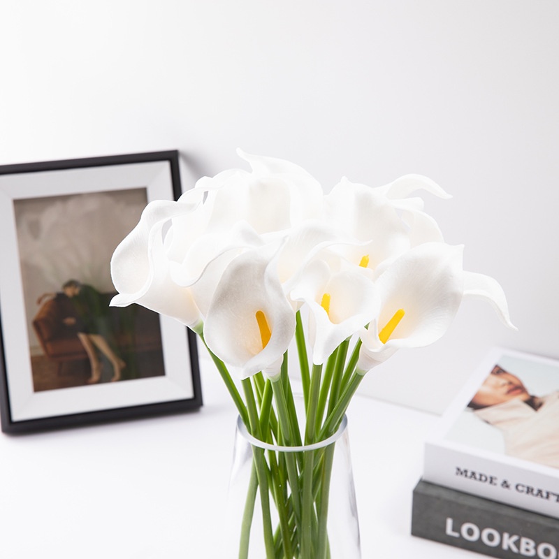 1PC 34 ซม.Calla Lily ดอกไม้ประดิษฐ์โฟมช่อดอกไม้งานแต่งงานตกแต่ง DIY บ้านสวนอุปกรณ์ตกแต่งกลางแจ้งจําลองดอกไม้