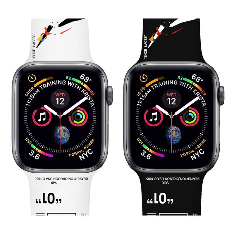 สายนาฬิกา applewatch สำหรับ apple watch SE Band 44mm 45mm 40mm 38mm 42mm แฟชั่นพิมพ์ซิลิโคน Smartwatch correa สร้อยข้อมื