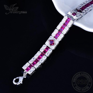 Jewelrypalace สร้อยข้อมือเงิน 925 ประดับเพชรทับทิม ทรงสี่เหลี่ยม แฟชั่น สําหรับผู้หญิง B575