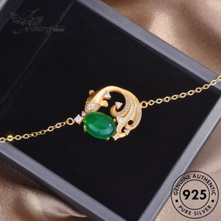 Jewelrypalace สร้อยข้อมือเงิน 925 จี้หยก สไตล์เรโทร สําหรับผู้หญิง B593