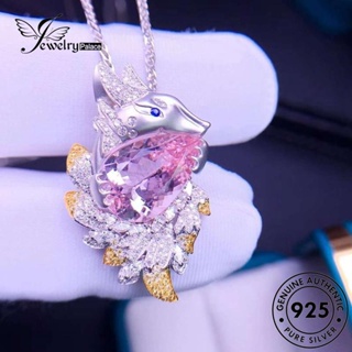 Jewelrypalace สร้อยคอเงิน 925 จี้รูปสุนัขจิ้งจอก ประดับเพชรคริสตัล สีชมพู สร้างสรรค์ สําหรับผู้หญิง N1199