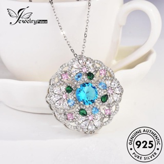 Jewelrypalace สร้อยคอเงิน 925 จี้ไพลิน ลายดอกไม้ เครื่องประดับสตรี S184