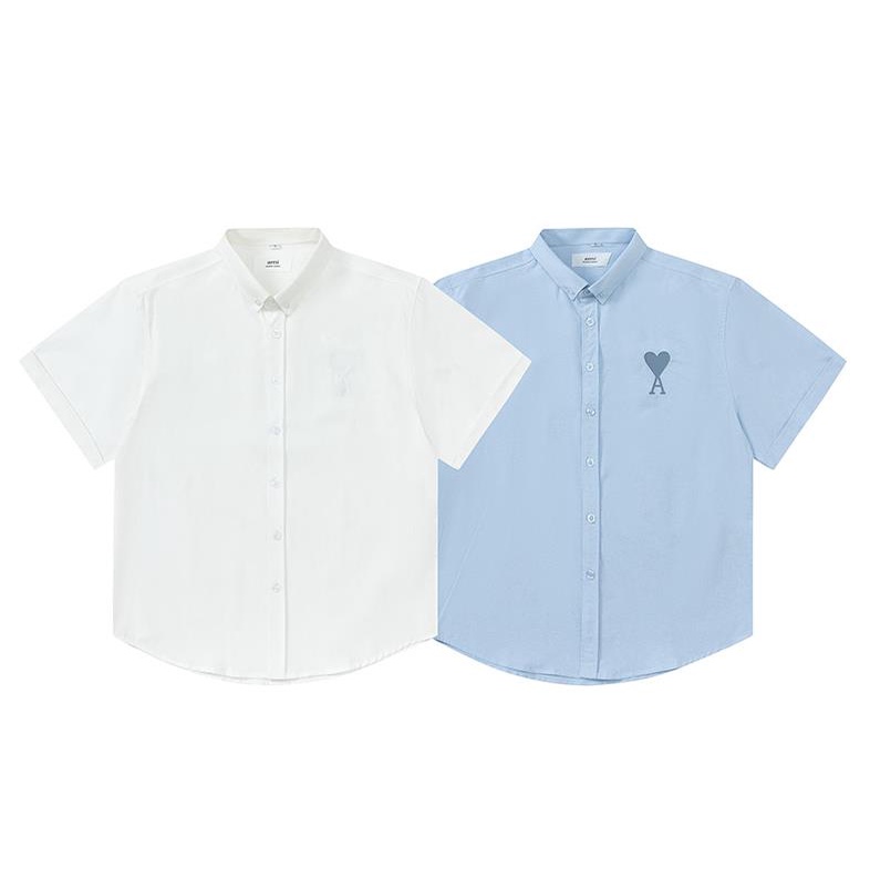 Pure Cotton ami เสื้อเชิ้ตแขนสั้นสไตล์ใหม่รักเสื้อโปโลคอปกเสื้อเชิ้ต Unisex