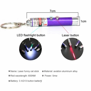 2-in-1 Mini Pet Fun ปากกาเลเซอร์ของเล่น Mini Red LED แบบพกพา Cat Wand