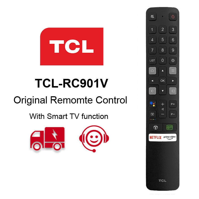 Rc901v fmr6 TCL ทีวีรีโมทคอนโทรลสําหรับ Android TV TCL สมาร์ททีวี Netflix พร้อมบลูทูธ Google Voice A