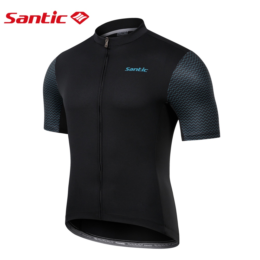 Santic Men Cycling Jersey Summer Short Sleeve MTB Bike Shirts Full Zipper Breathable Road Bicycle Sports Clothing Asian Size