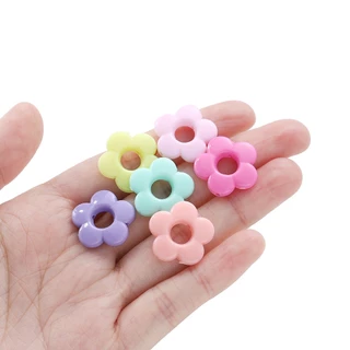 St. kunkka 20-40 ชิ้น 19mm ลูกปัดอะคริลิลูกปัดดอกไม้ลายดอกไม้ห้ากลีบ สําหรับทําเครื่องประดับ สร้อยคอ สร้อยข้อมือ DIY