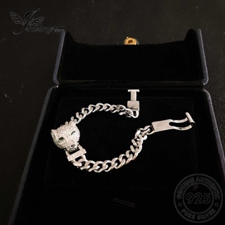 Jewelrypalace สร้อยข้อมือเงิน 925 ประดับเพชร ลายหัวเสือดาว สําหรับผู้หญิง B548