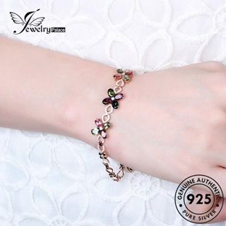 Jewelrypalace สร้อยข้อมือเงิน 925 จี้ใบโคลเวอร์ สี่ใบ สีทอง เครื่องประดับสตรี B341