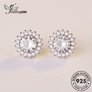 Jewelrypalace The Moissanite ต่างหูสตั๊ด เงิน 925 ประดับเพชร ลายดอกไม้ สําหรับผู้หญิง E518