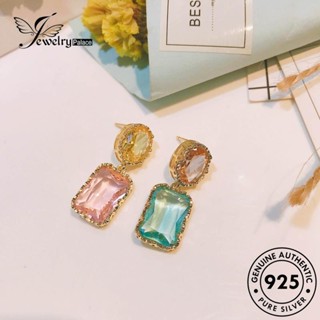 Jewelrypalace ต่างหูสตั๊ด เงิน 925 ประดับเพชรคริสตัล ทรงสี่เหลี่ยม สีชมพู สําหรับผู้หญิง E1046