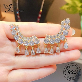 Jewelrypalace ต่างหูสตั๊ด เงิน 925 ประดับเพชรโมอิส สีทอง สําหรับผู้หญิง E1062