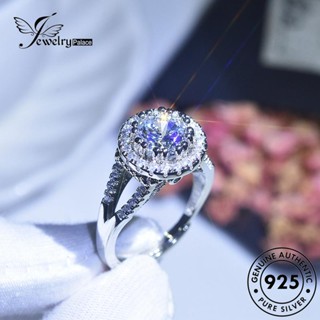 Jewelrypalace แหวนเงิน 925 ประดับเพชร โมอิส ทรงกลม ของแท้ สําหรับผู้หญิง R982