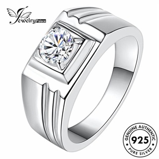 Jewelrypalace Moissanite แหวนเงิน 925 ประดับเพชร เรียบง่าย สําหรับผู้ชาย R128