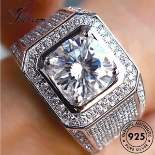 Jewelrypalace แหวนเงิน 925 ประดับเพชรโมอิส สําหรับผู้ชาย R390