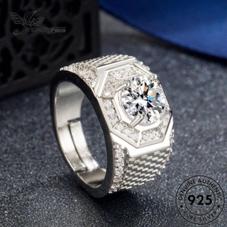 Jewelrypalace แหวนเงิน 925 ประดับเพชรโมอิส หรูหรา สําหรับผู้ชาย R466