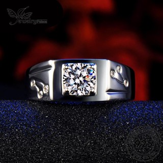 Jewelrypalace แหวนเพชรโมอิส เงิน 925 สําหรับผู้ชาย R1124