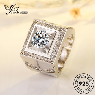 Jewelrypalace แหวนเพชรโมอิส เงิน 925 ทรงสี่เหลี่ยม หรูหรา สําหรับผู้หญิง R1135