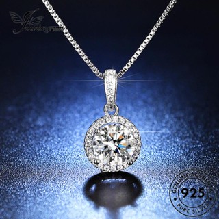 Jewelrypalace แท้ สร้อยคอเงิน 925 ประดับเพชรโมอิส ทรงกลม แฟชั่น สําหรับผู้หญิง N95