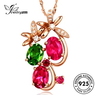 Jewelrypalace สร้อยคอเงิน 925 จี้ทับทิม ลายดอกไม้ สีทอง สร้างสรรค์ สําหรับผู้หญิง N1123