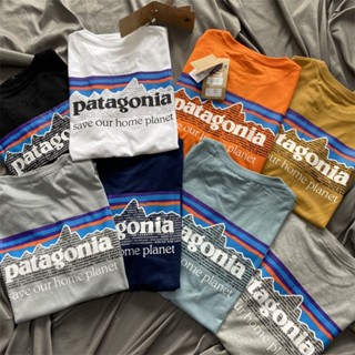 เสื้อยืดแขนสั้นลําลอง ทรงหลวม พิมพ์ลายภูเขาไฟ Patagonia แฟชั่นฤดูร้อน สําหรับผู้ชาย