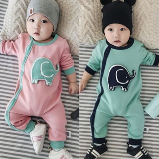 Onesies ชุดนอน ผ้าฝ้ายแท้ แฟชั่นฤดูใบไม้ผลิ และฤดูใบไม้ร่วง สําหรับเด็กทารกแรกเกิด