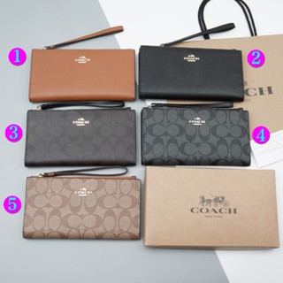 Coach 76580 กระเป๋าสตางค์ผู้หญิง/กระเป๋าใส่บัตรผู้หญิงพิมพ์ลายหนังแท้/กระเป๋าใส่เหรียญแบบมีซิปยาว