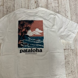 【HOT】ใหม่ Patagonia เสื้อยืดแขนสั้นผ้าฝ้ายลายแผนที่ภูเขาสําหรับผู้ชายผู้หญิง