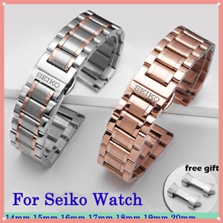 สายนาฬิกาข้อมือ สเตนเลส โลหะ สําหรับ Seiko 5 SNKP09K1 SNKM85J1 14 15 16 17 18 มม. 19 20 มม.